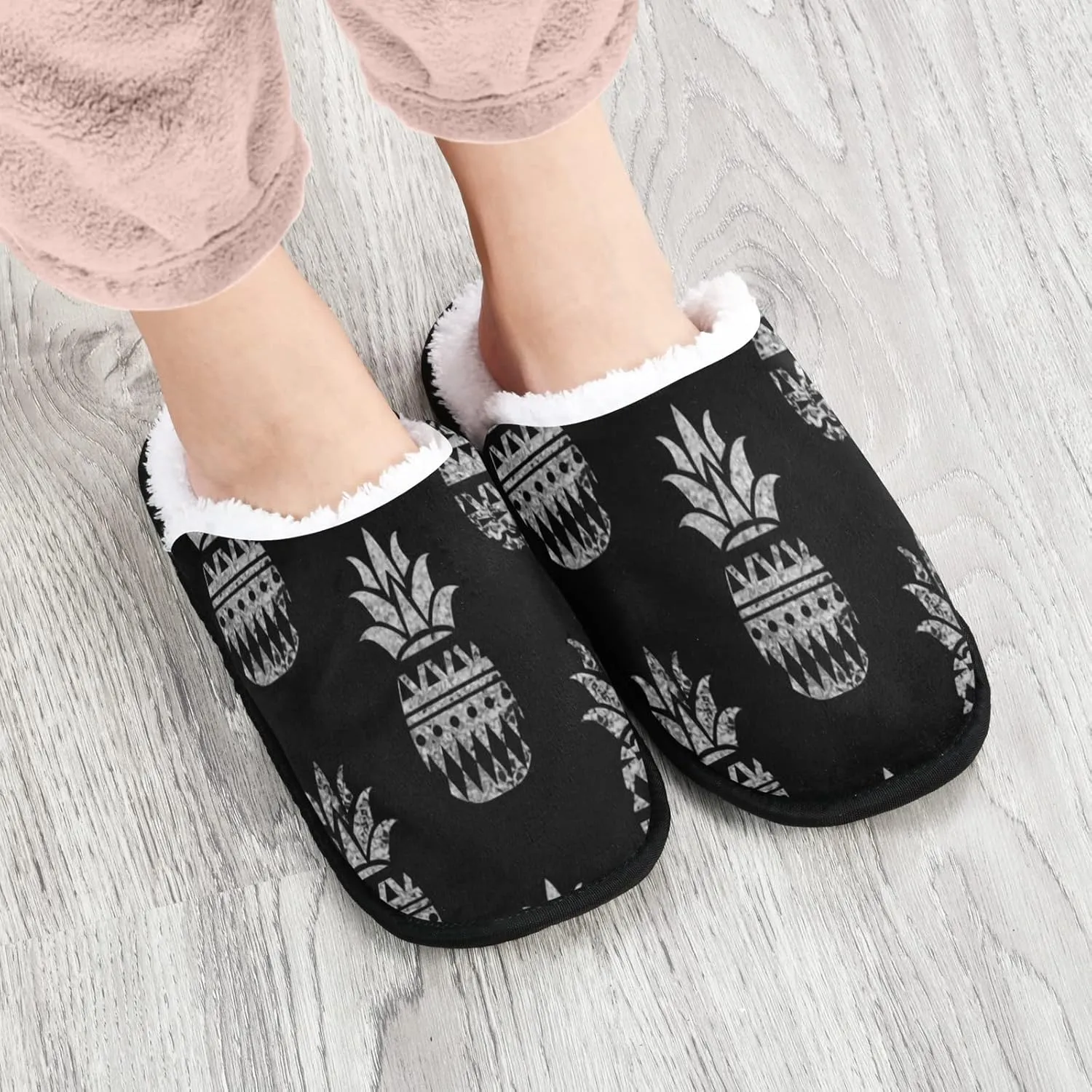 Oyihfvs Unisex Slippers Fuzzy Feet Plush Cotton Slippers Anti-Slip Warm House Shoes M/L