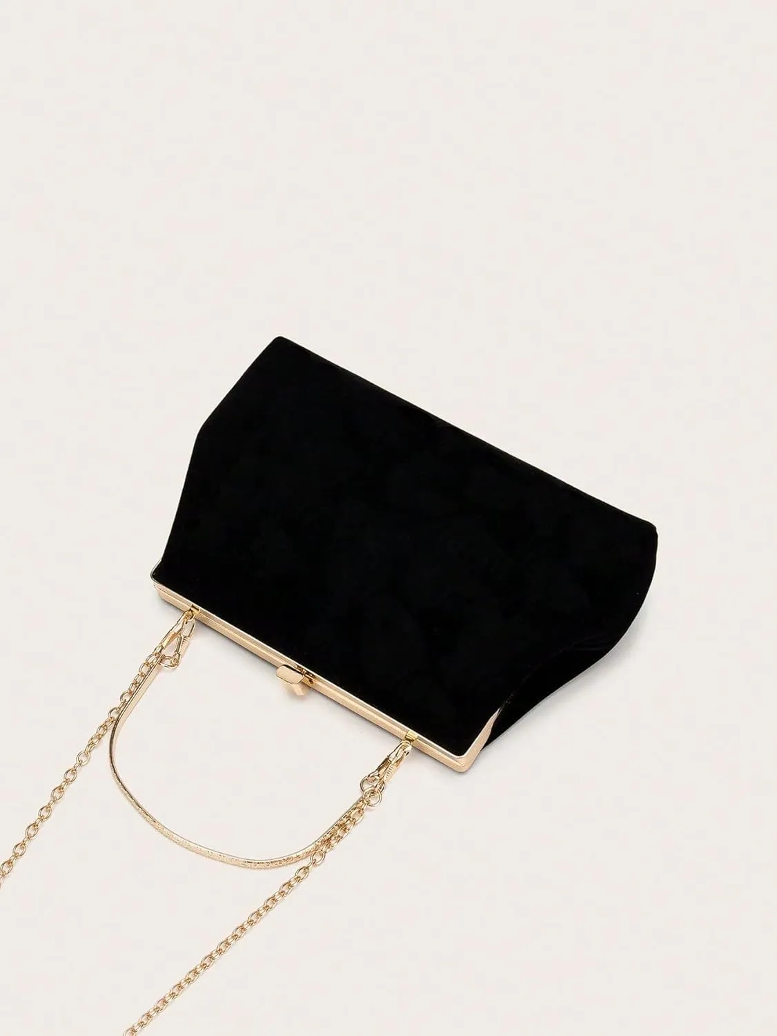 OYOANGLE Women's Kiss Lock Top Handle Solid Evening Bag Chain Shoulder Strap Glamorous Clutch Purses
