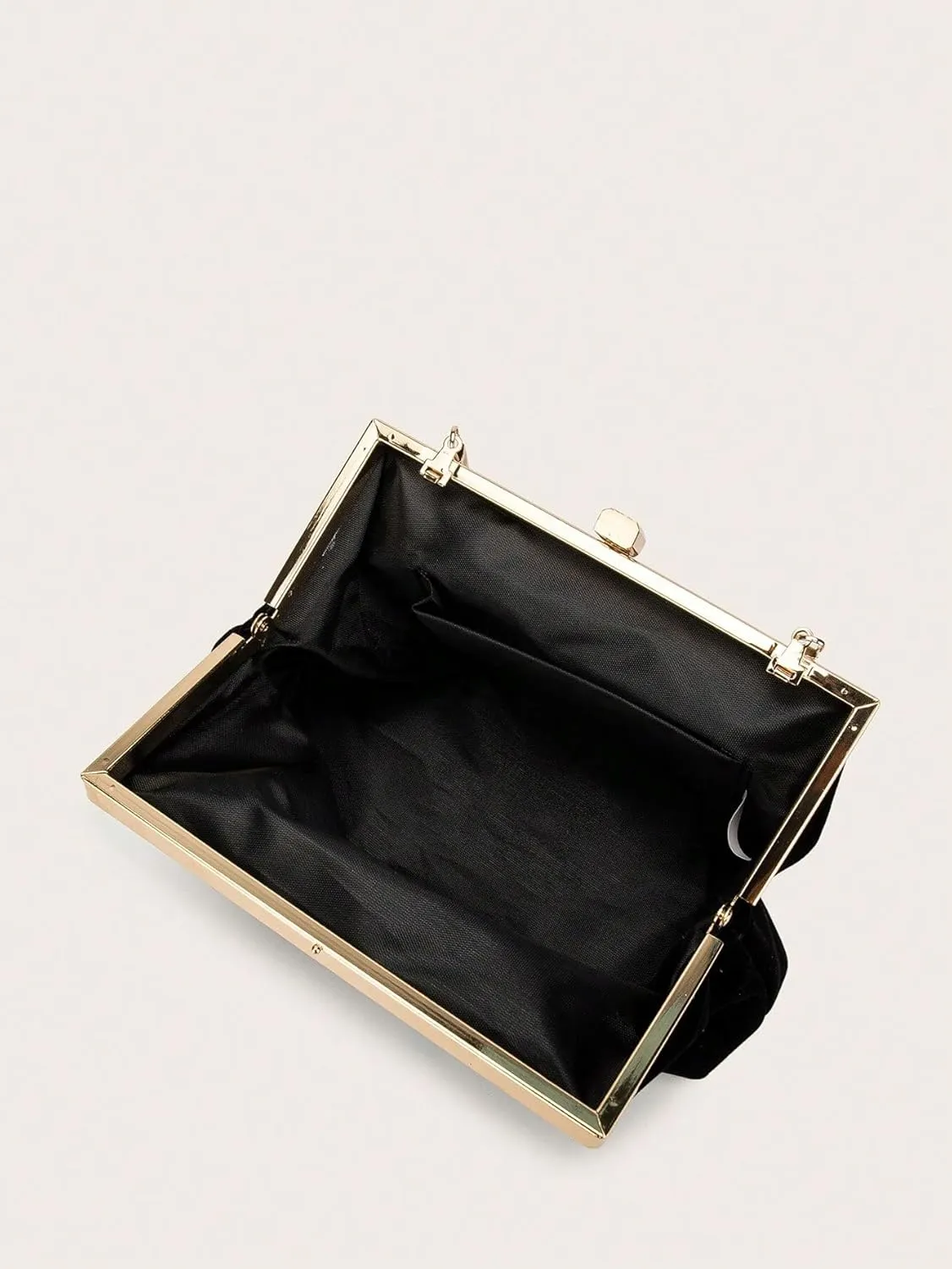 OYOANGLE Women's Kiss Lock Top Handle Solid Evening Bag Chain Shoulder Strap Glamorous Clutch Purses