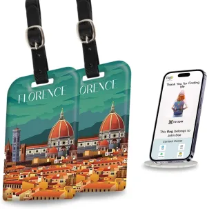 [Pack 2] tag8 Florence Smart Bag Luggage tag |Trendy Luggage tag ID Identification Fashionable Digital Name tag | Airline Compliant, SITA World Tracer Code Enabled | Travel Gift idea, Collectible