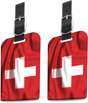 [Pack 2] tag8 Swiss Flag Tag Smart Bag tag |Trendy Luggage tag ID Identification | Suitcase Tag | Fashionable Digital Name tag | Airline Compliant, SITA World Tracer Code Enabled | Gift idea