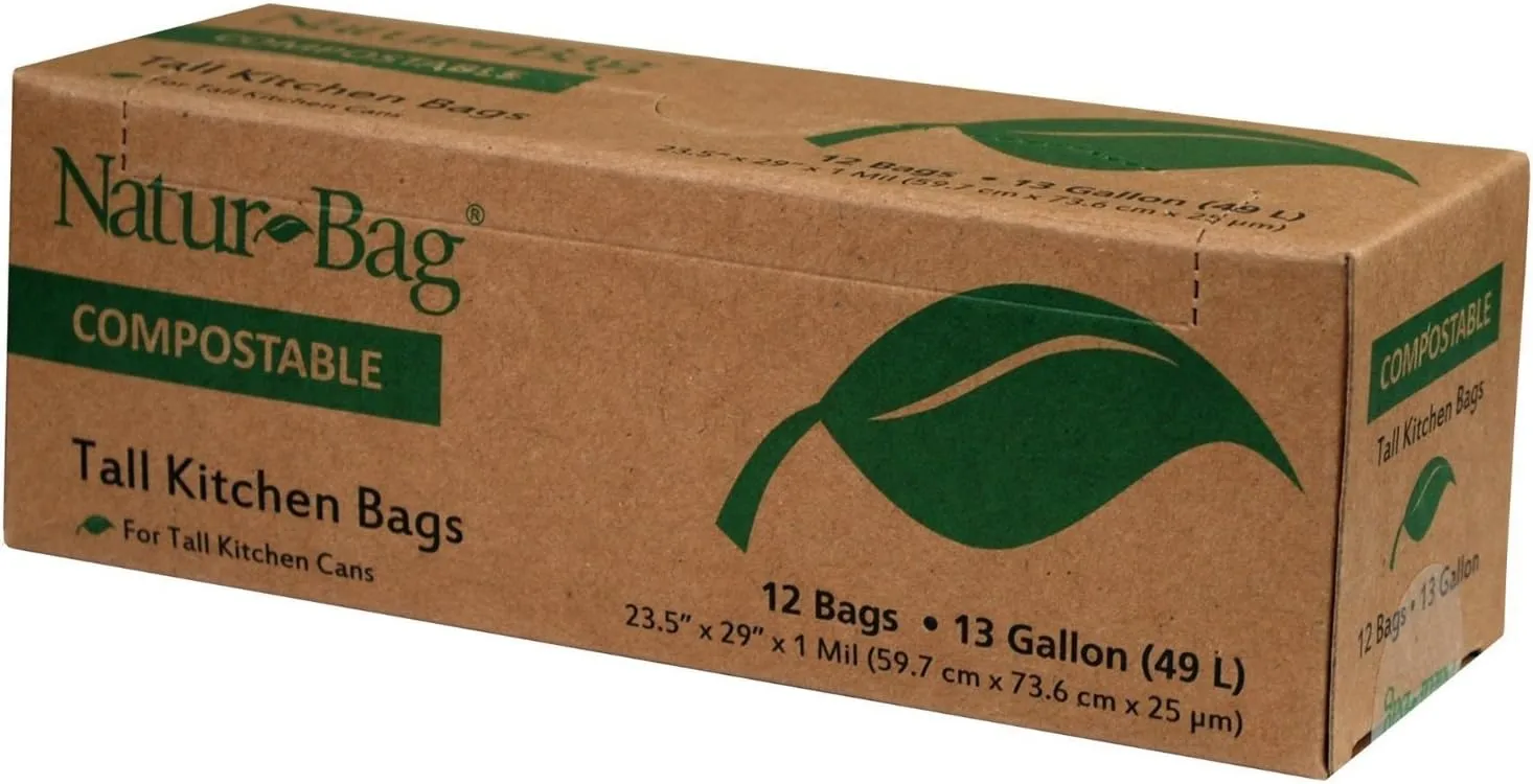 (Pack of 3) Natur-Bag Large Food Waste Compostable Bags - 13 Gallon, 12 Bags