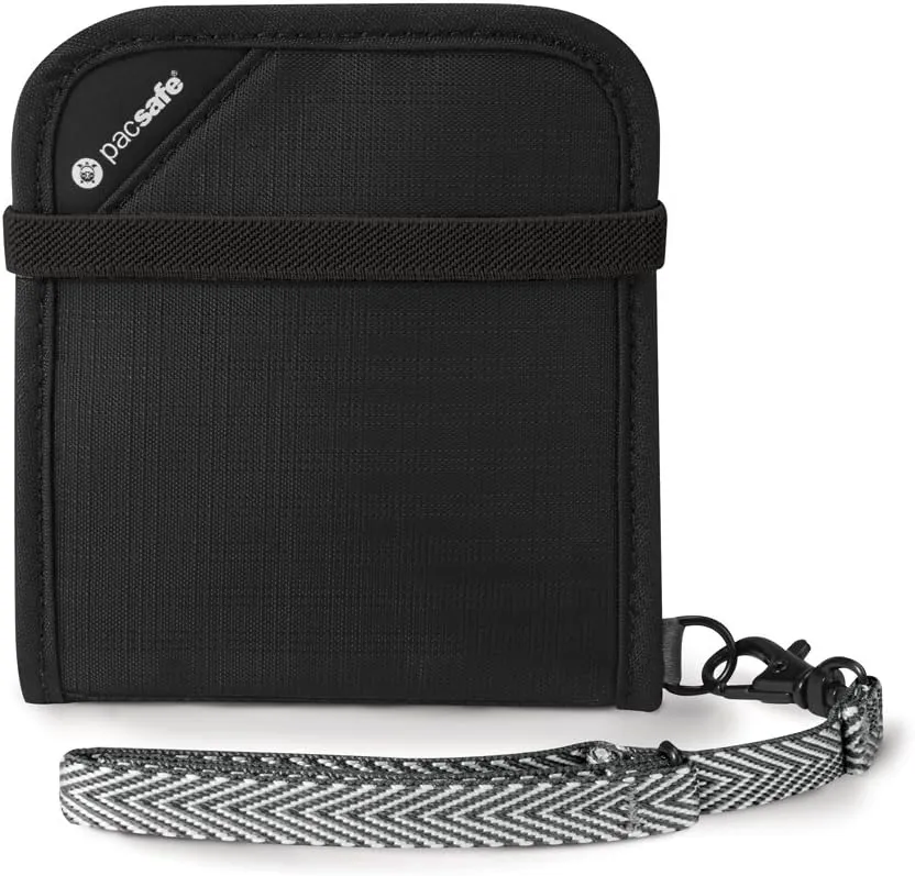 Pacsafe RFIDsafe V100 Anti-Theft RFID Blocking Bi-Fold Wallet, Black