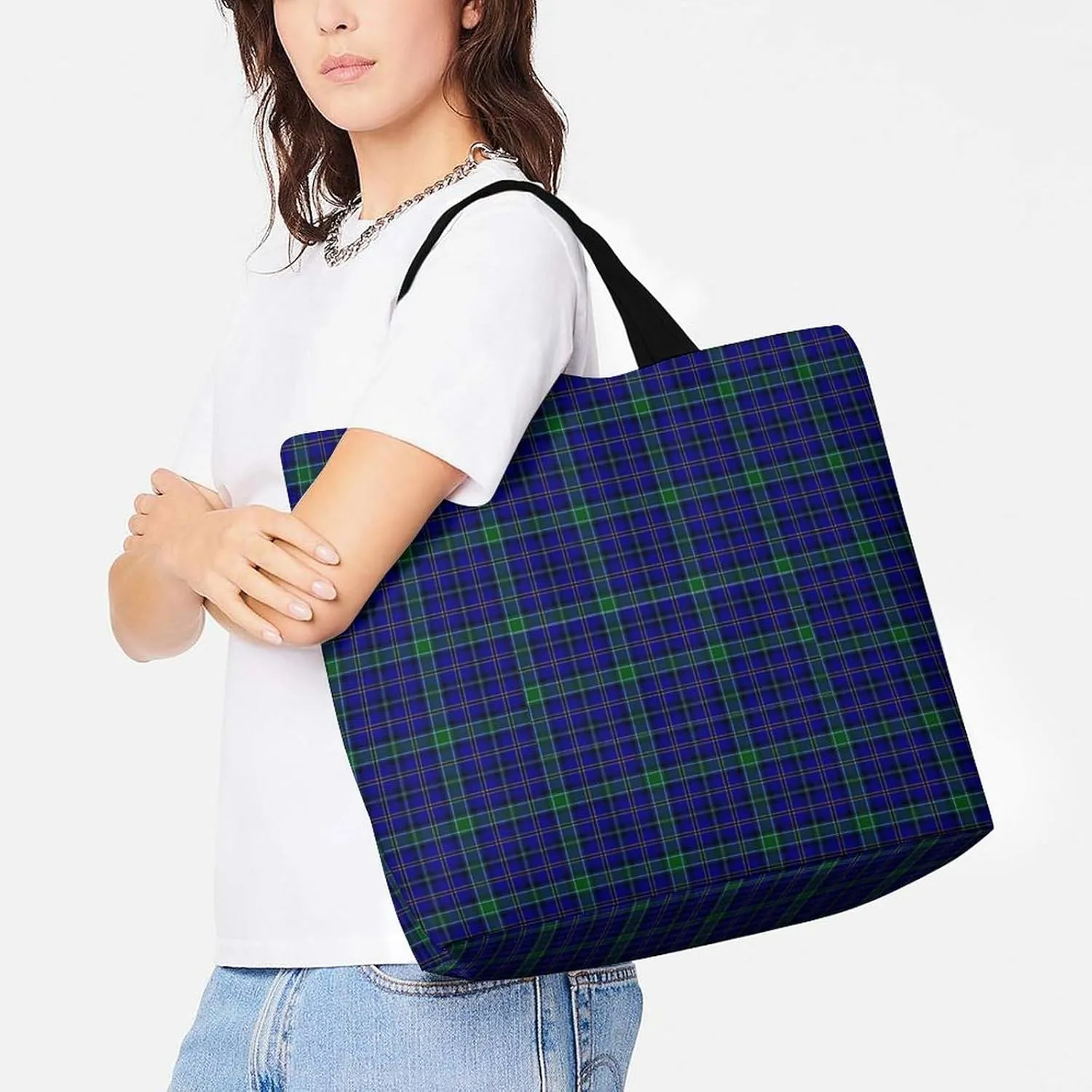 Paisley District Tartan Large Capacity Single Shoulder Shopping Bag, Fashionable Shopping Bag