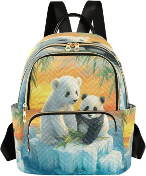 Panda on Ice Floe Women Backpack Purse Fashion Ladies Shoulder Bag Casual College Travel Backpacks Bag Medium