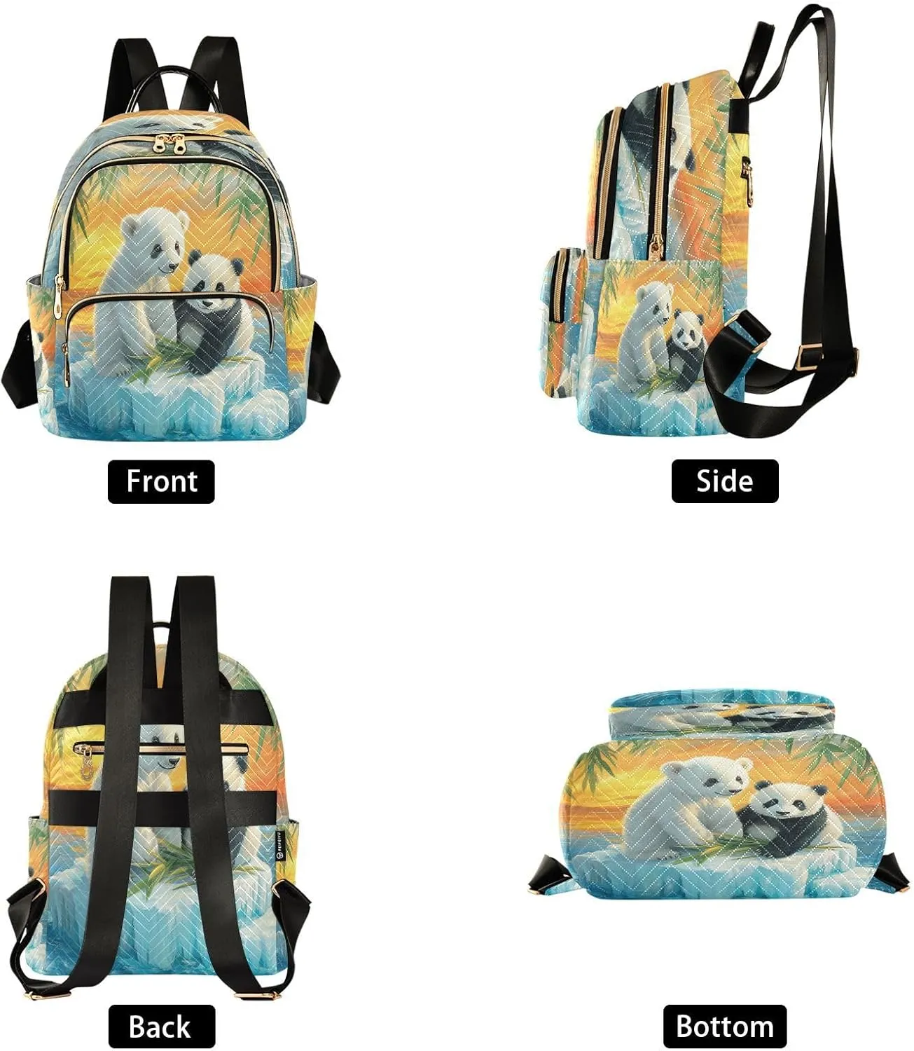 Panda on Ice Floe Women Backpack Purse Fashion Ladies Shoulder Bag Casual College Travel Backpacks Bag Medium