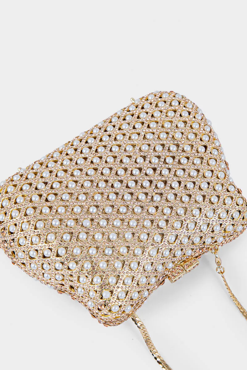 Party Wear Clutch BK4008-Golden