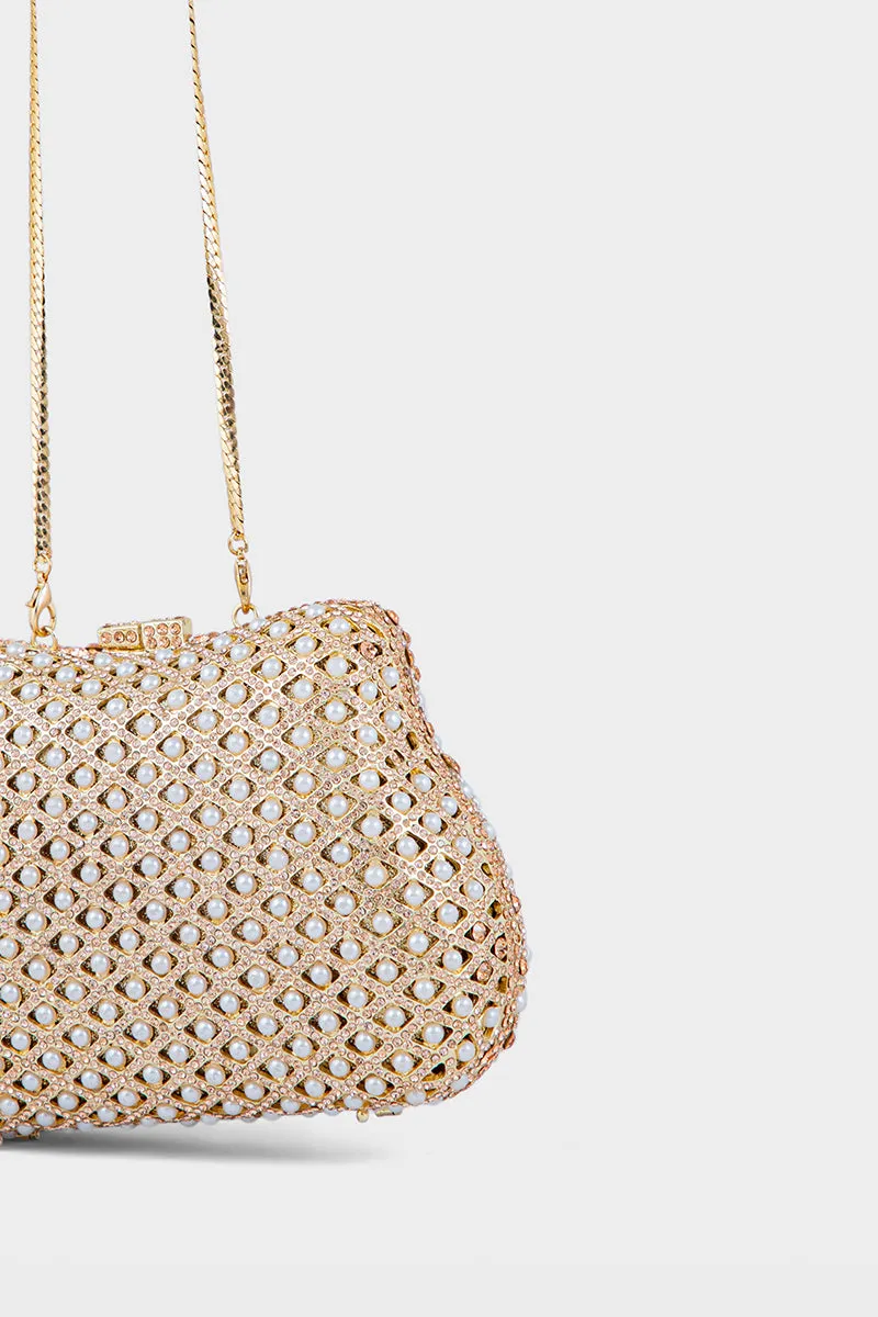 Party Wear Clutch BK4008-Golden