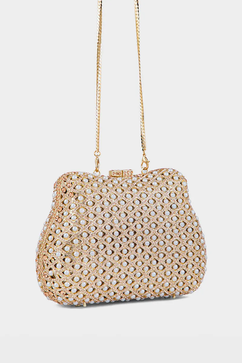 Party Wear Clutch BK4008-Golden