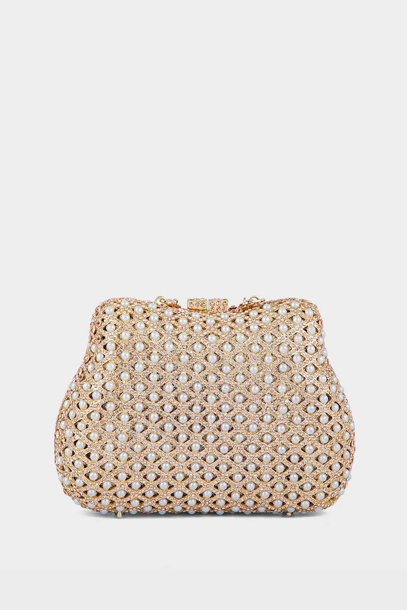 Party Wear Clutch BK4008-Golden