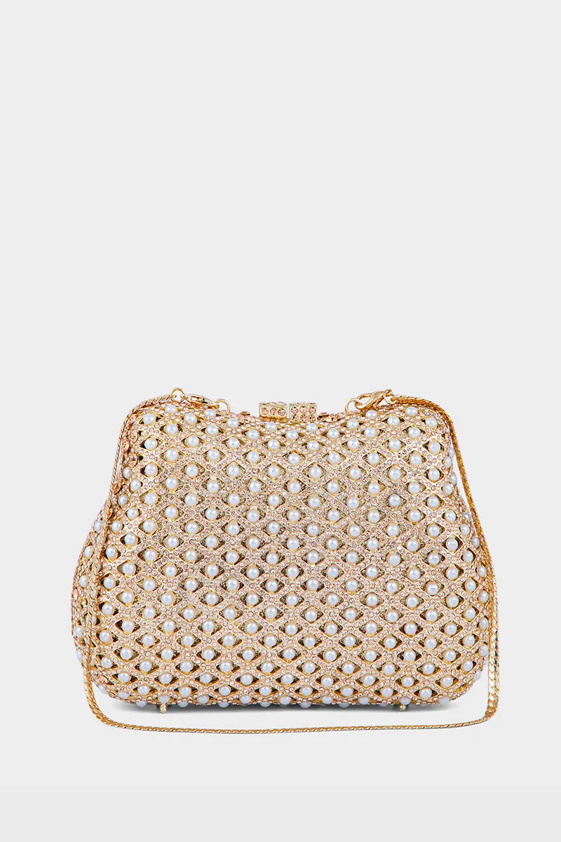 Party Wear Clutch BK4008-Golden
