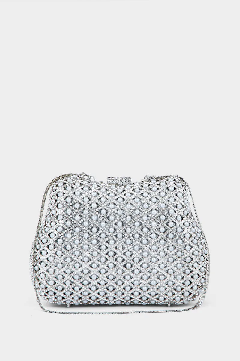 Party Wear Clutch BK4008-Silver