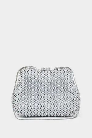 Party Wear Clutch BK4008-Silver