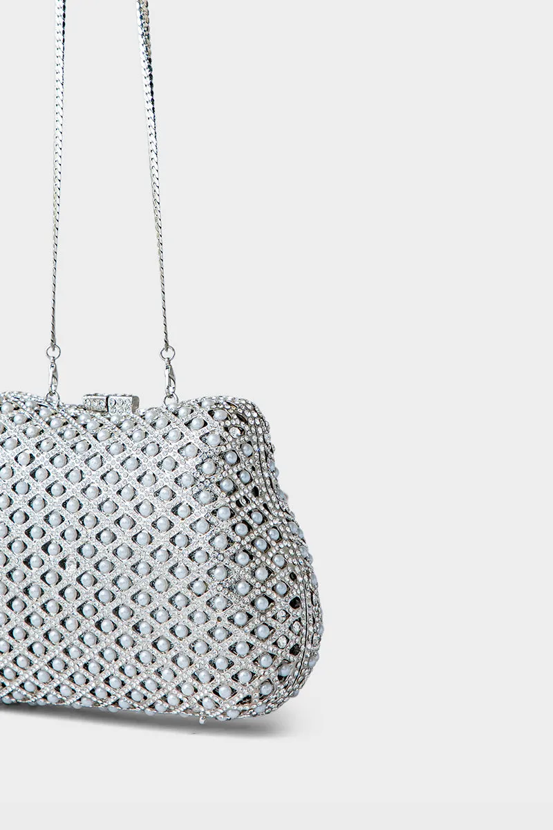Party Wear Clutch BK4008-Silver