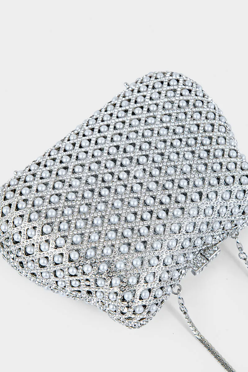 Party Wear Clutch BK4008-Silver