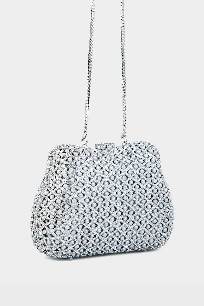 Party Wear Clutch BK4008-Silver