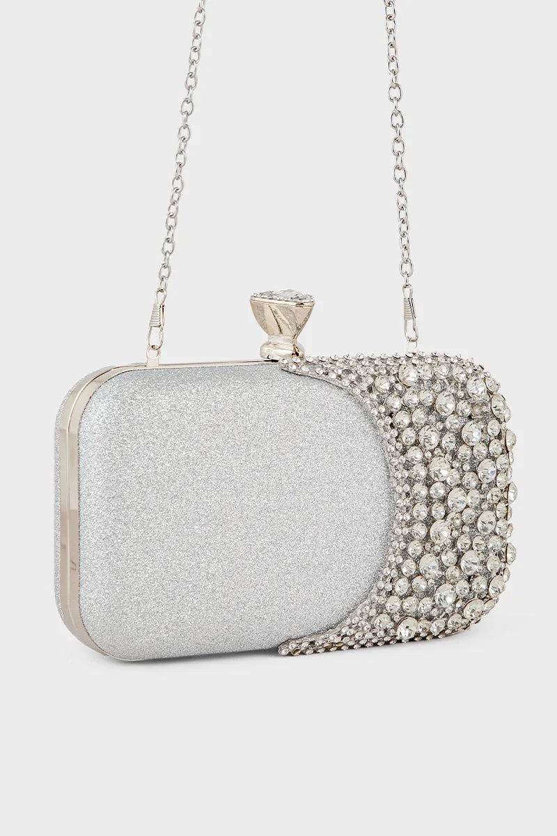 Party Wear Clutch BK4088-Silver