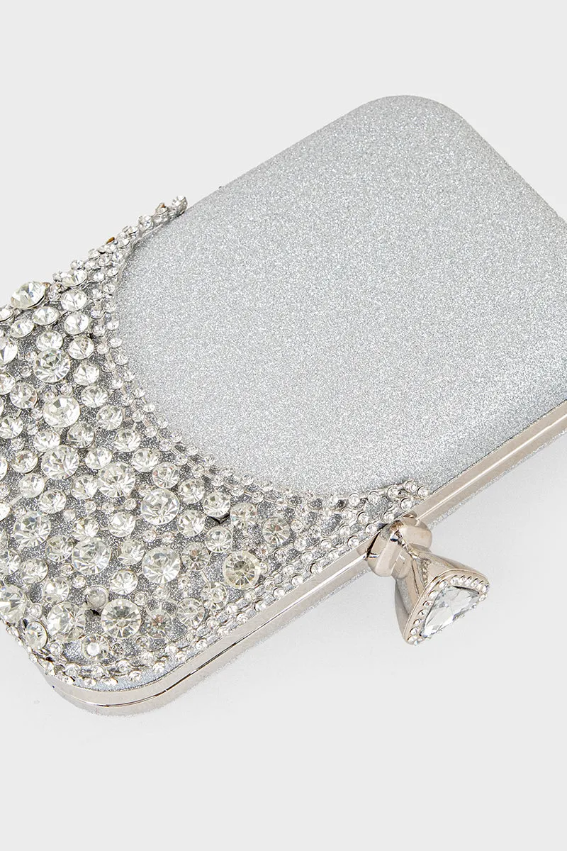 Party Wear Clutch BK4088-Silver