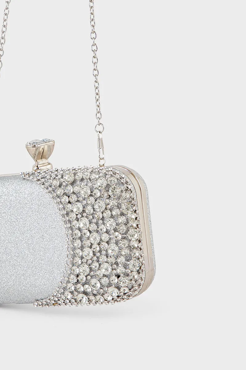 Party Wear Clutch BK4088-Silver
