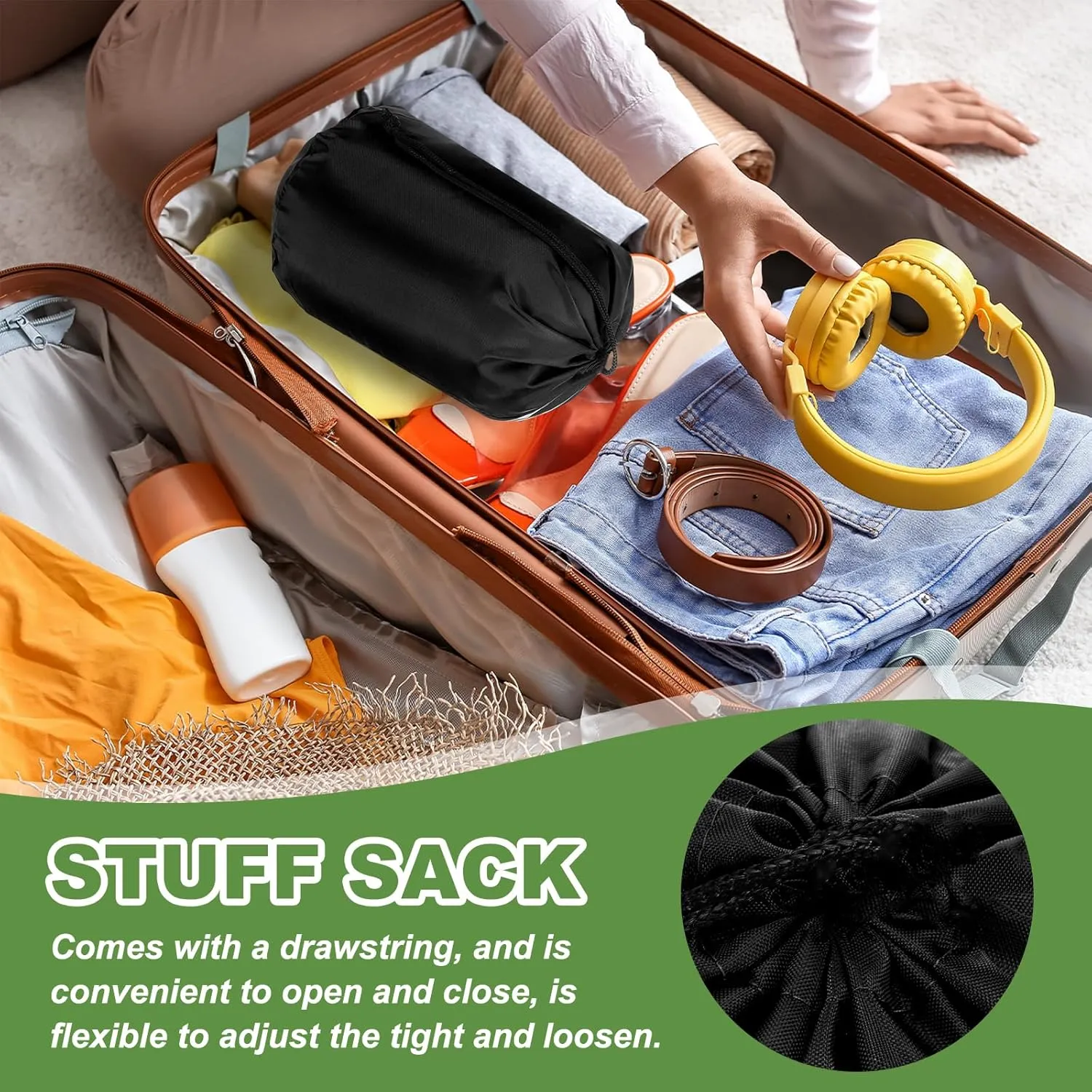PATIKIL Stuff Sack, Waterproof Outdoor Storage Sack Portable Drawstring Dust Flap Bags Lightweight Sleeping Bag for Camping Hiking Travel