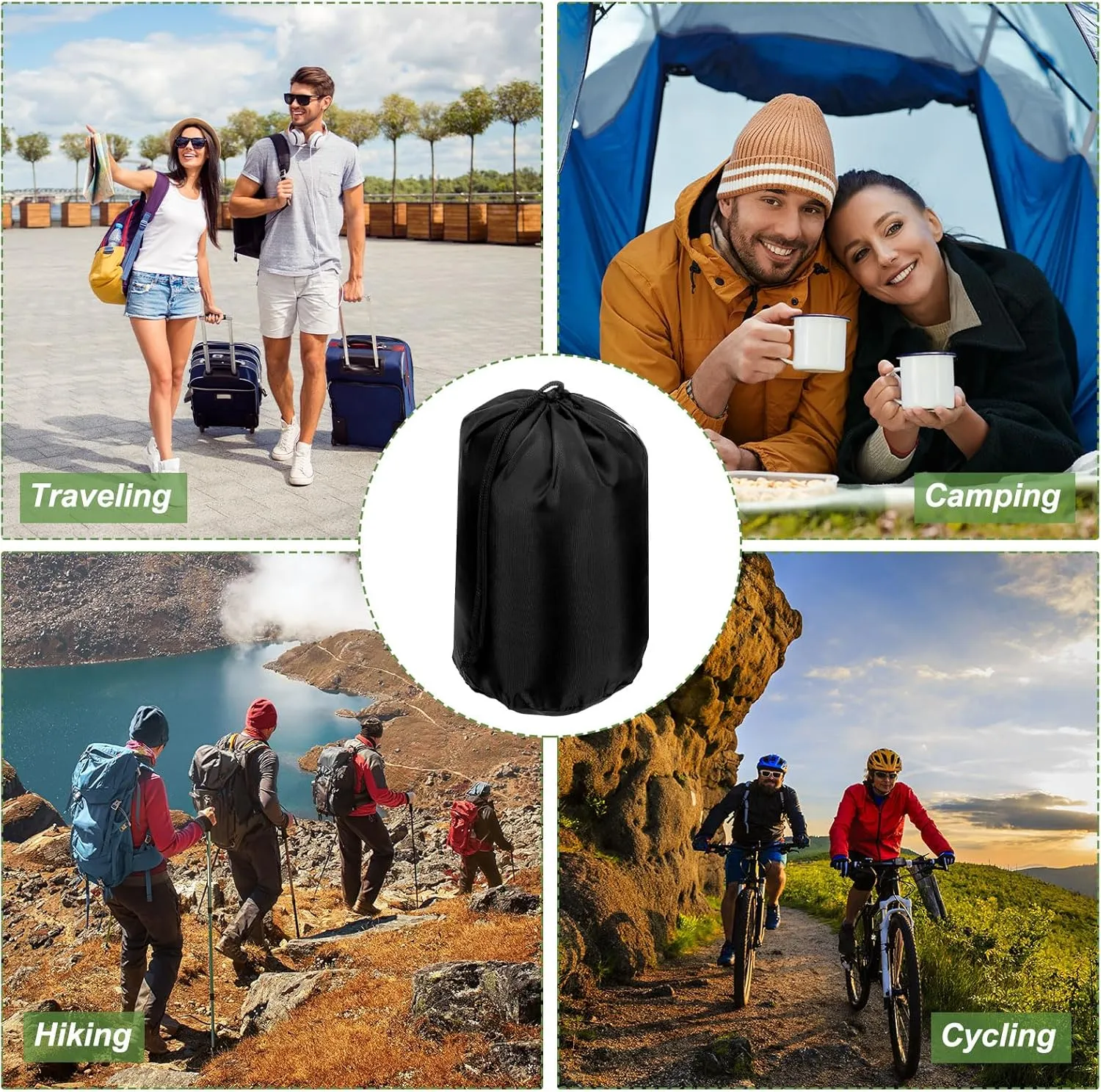 PATIKIL Stuff Sack, Waterproof Outdoor Storage Sack Portable Drawstring Dust Flap Bags Lightweight Sleeping Bag for Camping Hiking Travel