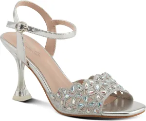 PATRIZIA Women's KAYLEIGH Buckle Heels - Lace Upper, Crystal Accents, Elegant Design