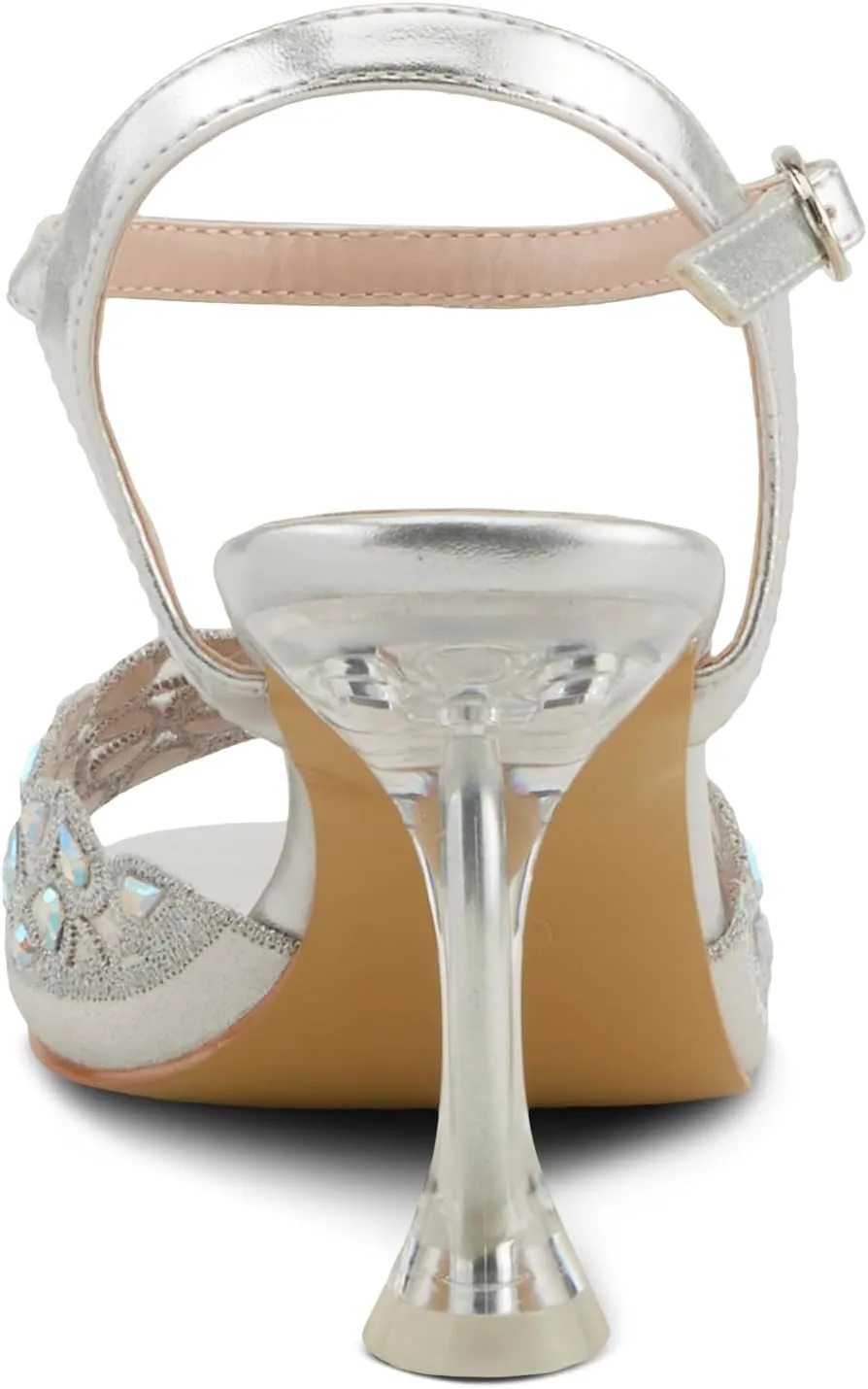 PATRIZIA Women's KAYLEIGH Buckle Heels - Lace Upper, Crystal Accents, Elegant Design