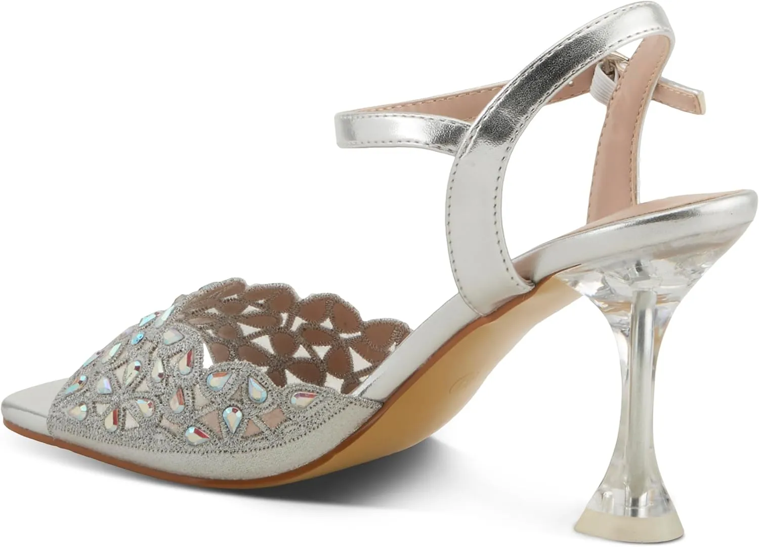 PATRIZIA Women's KAYLEIGH Buckle Heels - Lace Upper, Crystal Accents, Elegant Design