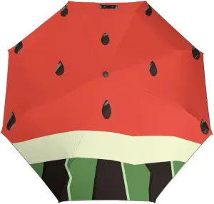 Pattern Watermelon Slice Compact Travel Umbrella, Windproof Waterproof Stick Umbrella Protection Umbrellas for Backpack, Purse, Portable,