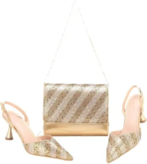 Peep Toe Rhinestone Sandals Purse Italian Banquet Party Matching Set