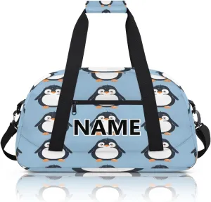 Penguin Custom Small Gym Bag 18 inch for Women Men Personalized Cute Carry On Overnight Weekender Bag for Travel Work Dance Sport