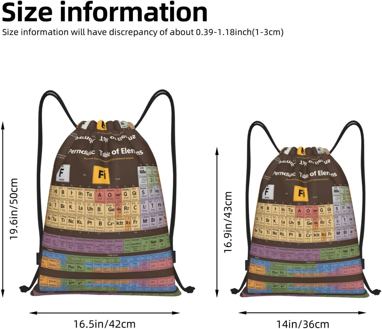 Periodic Table Of Elements Drawstring Bags â€“ Water-Resistant Sports Gym Sackpack,Gifts,Fitness Enthusiasts