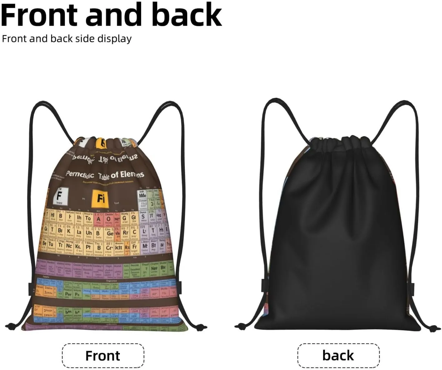 Periodic Table Of Elements Drawstring Bags â€“ Water-Resistant Sports Gym Sackpack,Gifts,Fitness Enthusiasts