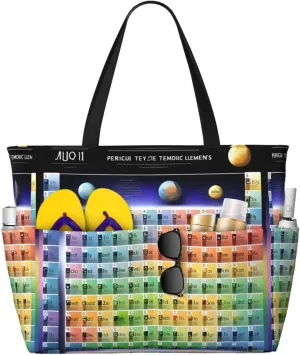 Periodic Table Of Elements Print Tote Bag Travel Companion For Beach Vacation Picnic & Daily Sporting Activities
