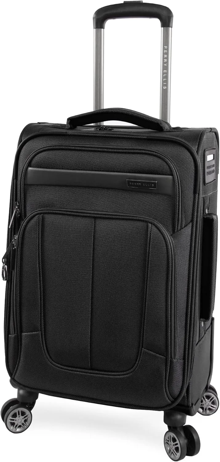 Perry Ellis Charleston Lightweight Spinner Carry-On Luggage, Black