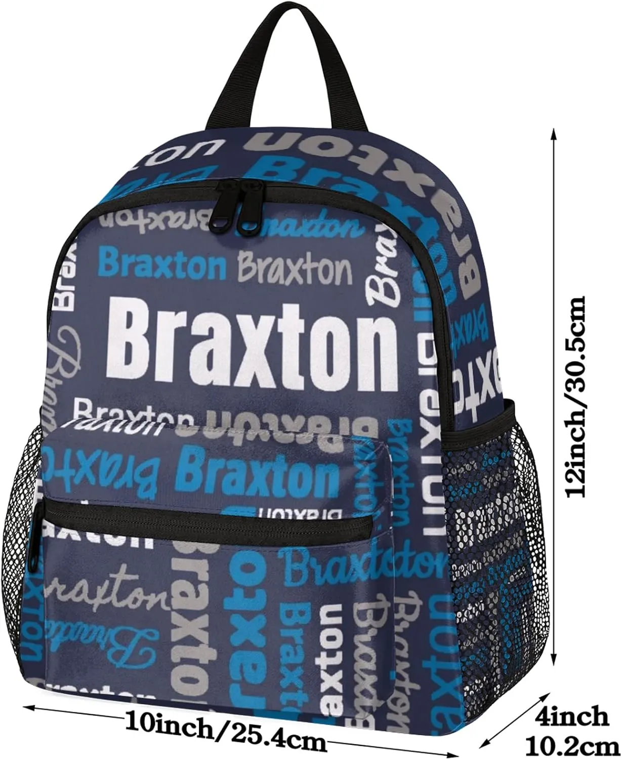 Personalized Backpacks with Name Customized Shoulder Bag Gifts for Women Men Waterproof Travel Casual Backpack 12in, Dark Blue White