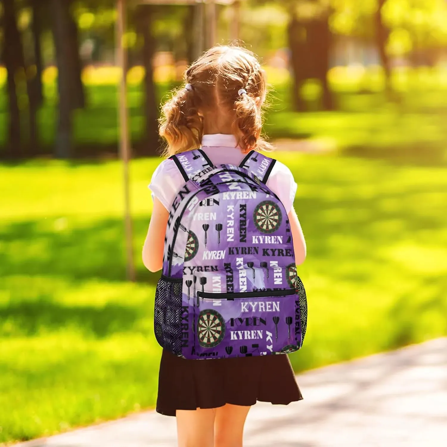 Personalized Darts Backpack with Name, Custom Sports Bag Backpack for Men Women, Customized Laptop Backpacks Travel Camping Daypack, Purple