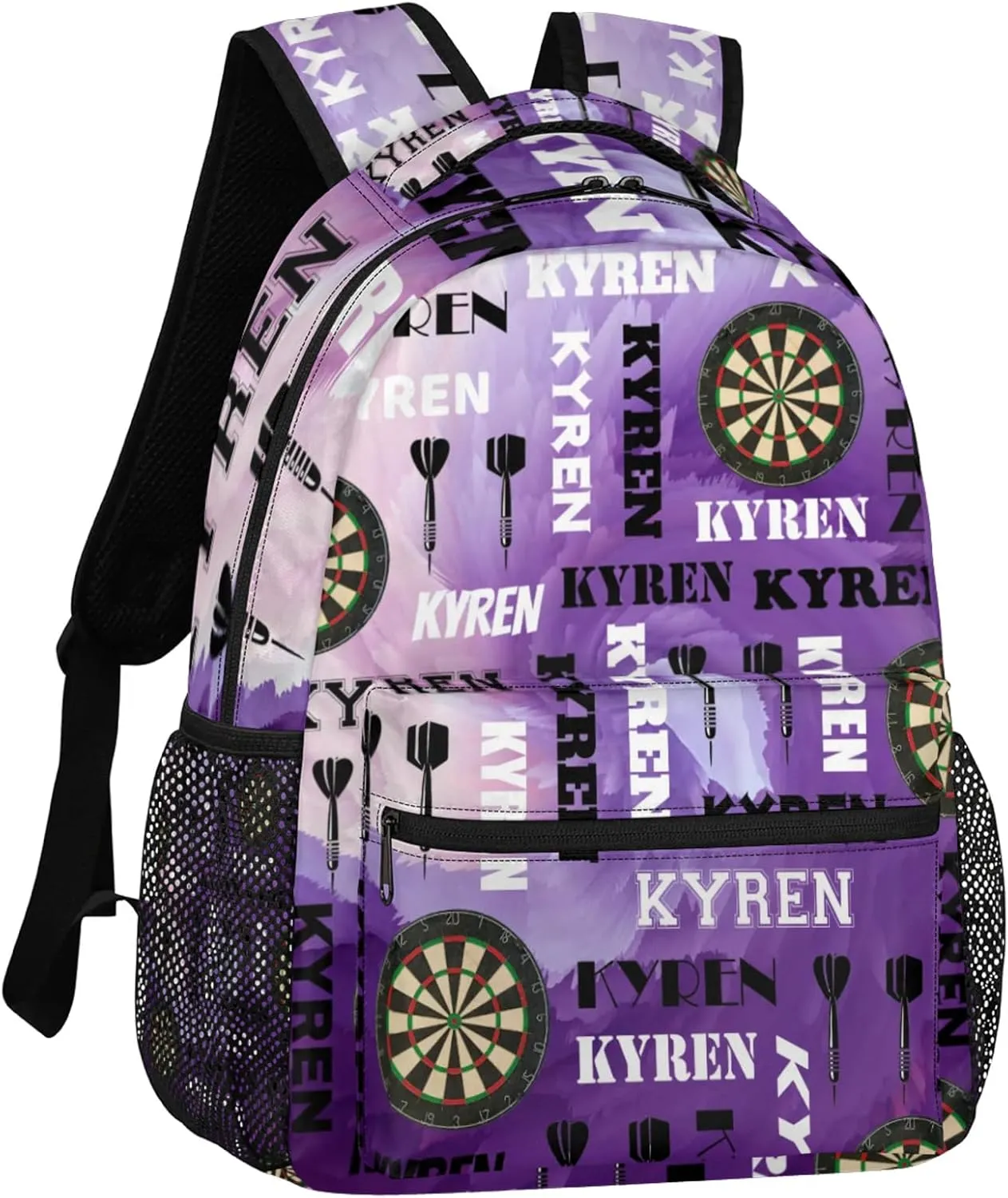 Personalized Darts Backpack with Name, Custom Sports Bag Backpack for Men Women, Customized Laptop Backpacks Travel Camping Daypack, Purple