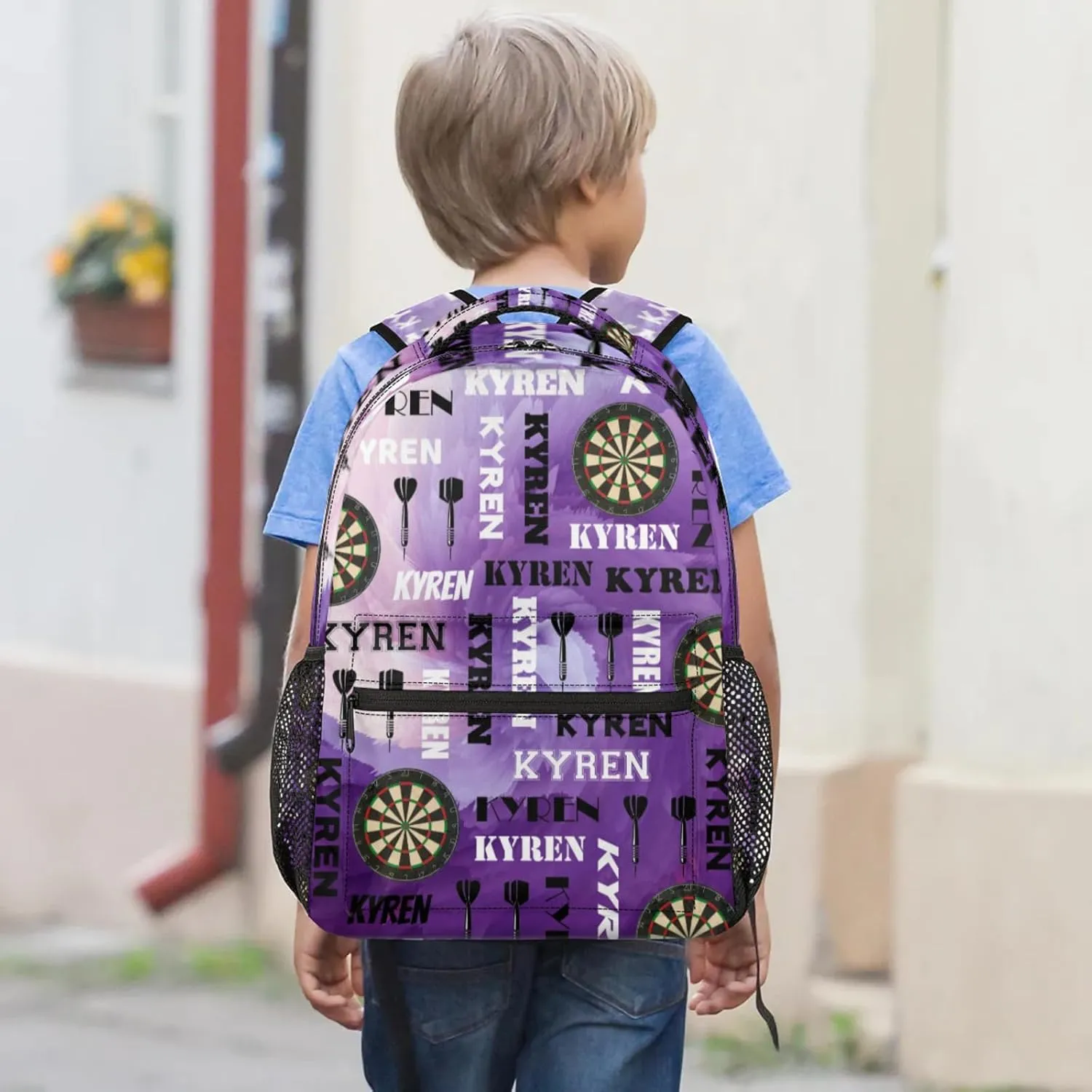 Personalized Darts Backpack with Name, Custom Sports Bag Backpack for Men Women, Customized Laptop Backpacks Travel Camping Daypack, Purple