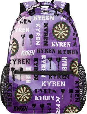 Personalized Darts Backpack with Name, Custom Sports Bag Backpack for Men Women, Customized Laptop Backpacks Travel Camping Daypack, Purple