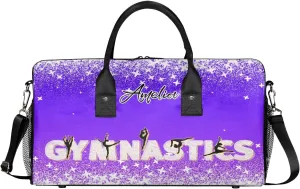 Personalized Gymnastics Bag Custom Sport Duffel Bag Large Gym Bag Gymnastics Gifts Overnight Weekender Travel Duffle Bag Indigo Purple Gradient