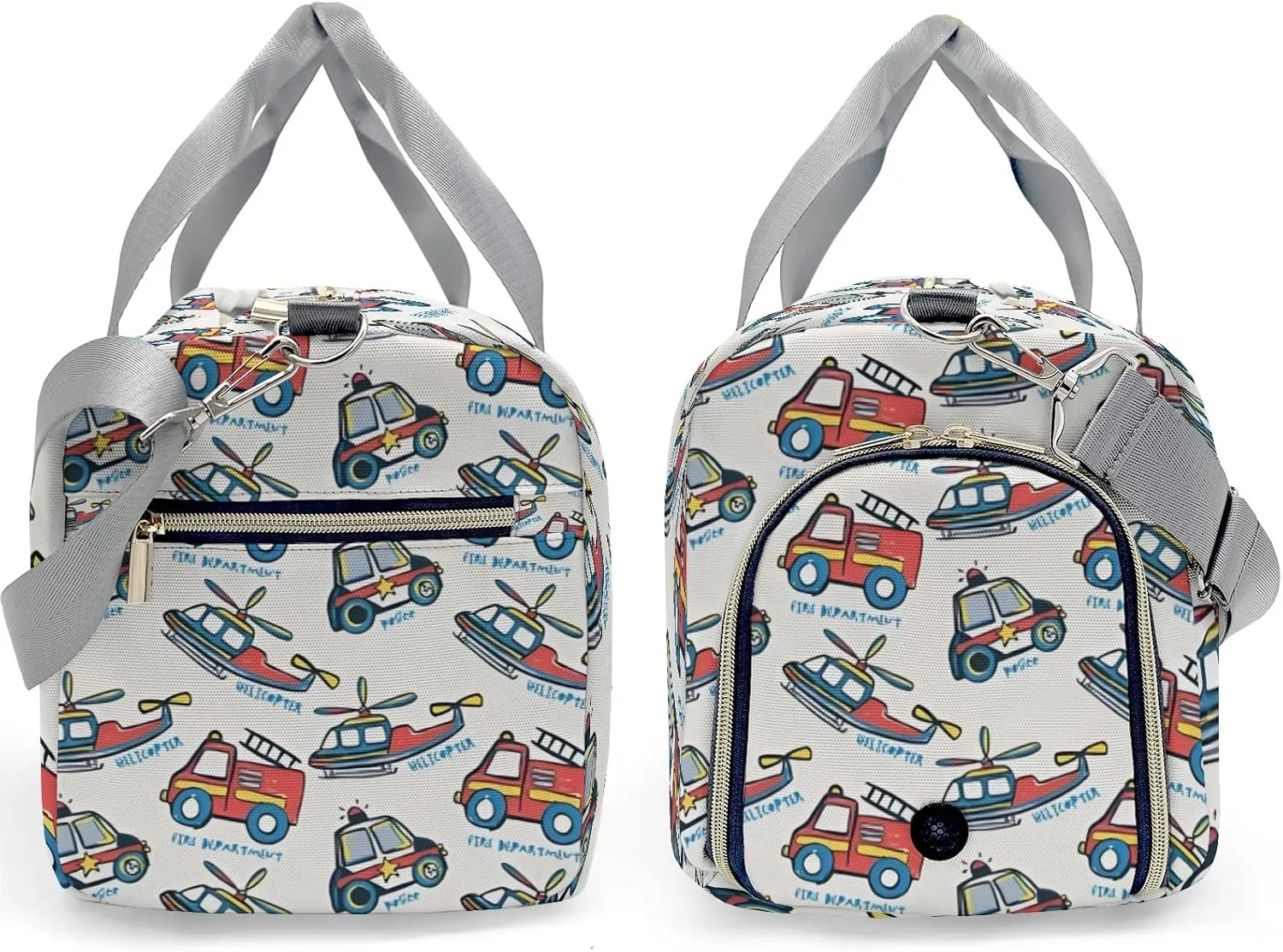 Personalized MultiFunction Helicopters Cartoon Fire Trucks Print Kids Duffel Swim Bag for Boys,Customized Swim Duffle Bag for Boys Man Kids Gifts