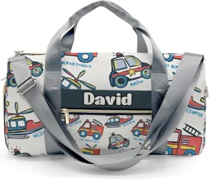 Personalized MultiFunction Helicopters Cartoon Fire Trucks Print Kids Duffel Swim Bag for Boys,Customized Swim Duffle Bag for Boys Man Kids Gifts