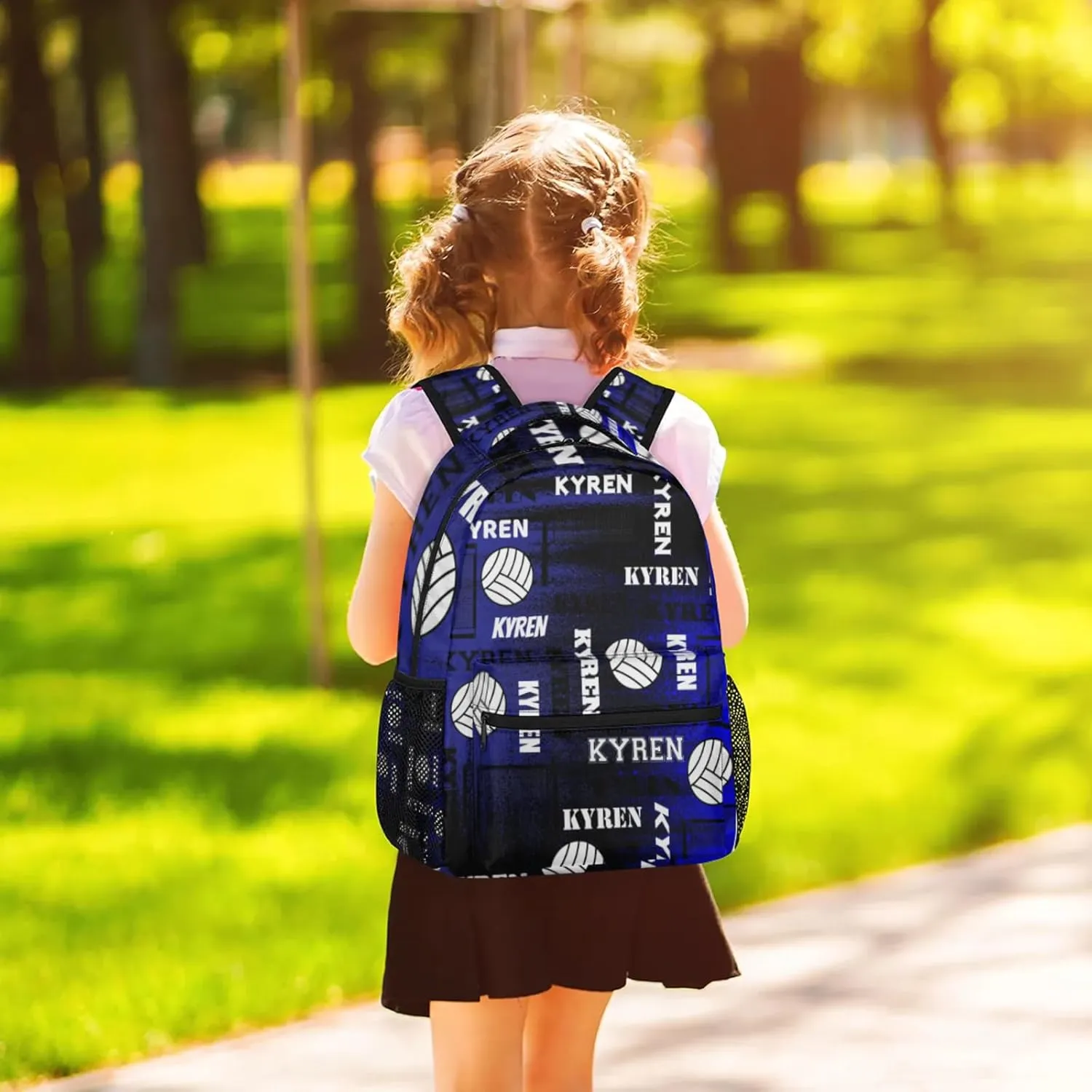 Personalized Name Volleyball Backpack, Custom Sports Bag Backpack for Men Women, Laptop Backpacks Travel Camping Daypack, Black Navy