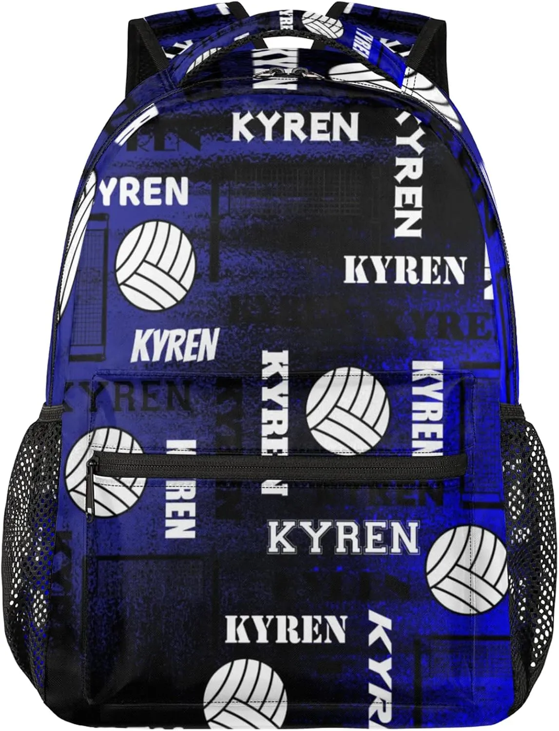 Personalized Name Volleyball Backpack, Custom Sports Bag Backpack for Men Women, Laptop Backpacks Travel Camping Daypack, Black Navy