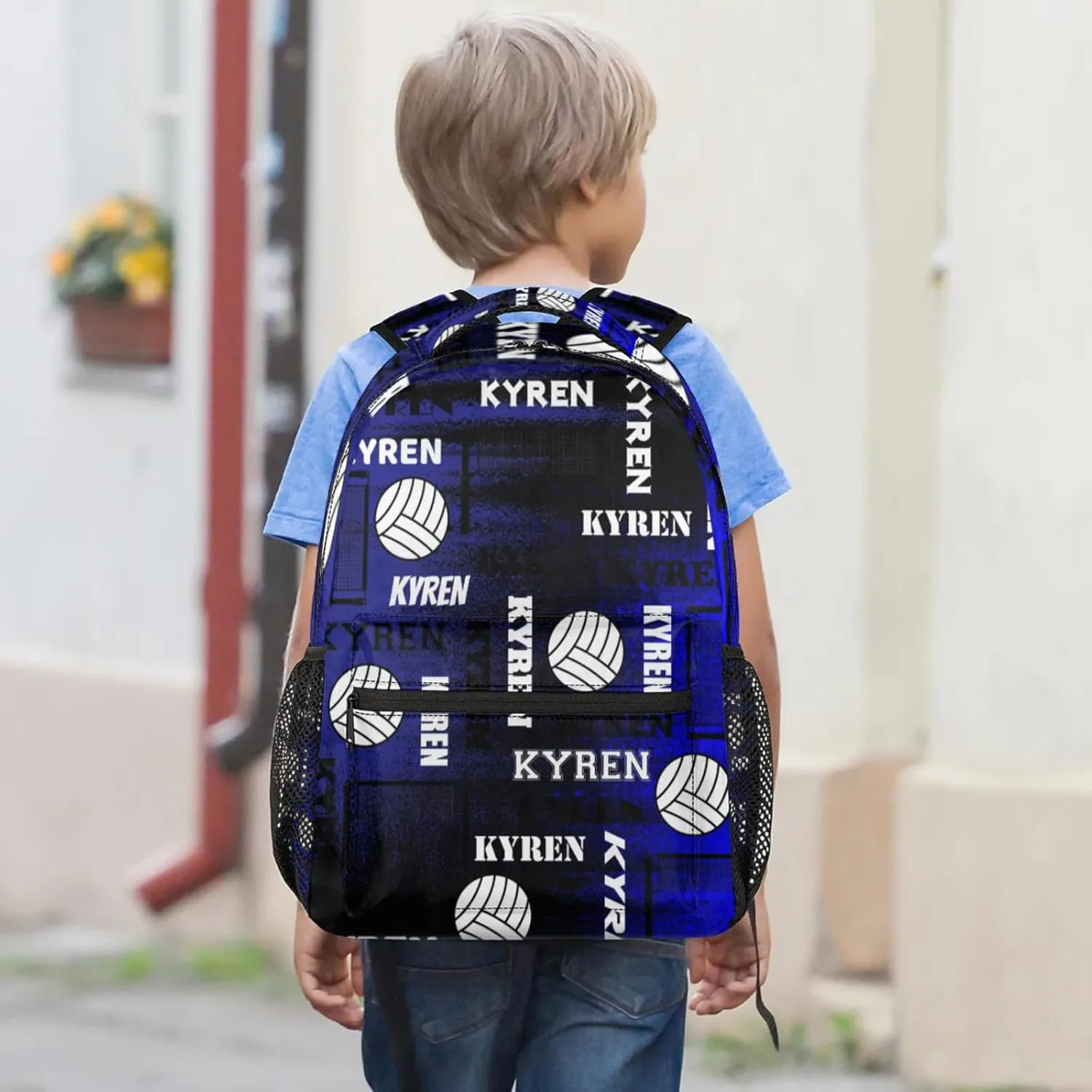 Personalized Name Volleyball Backpack, Custom Sports Bag Backpack for Men Women, Laptop Backpacks Travel Camping Daypack, Black Navy