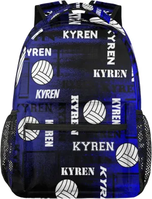 Personalized Name Volleyball Backpack, Custom Sports Bag Backpack for Men Women, Laptop Backpacks Travel Camping Daypack, Black Navy