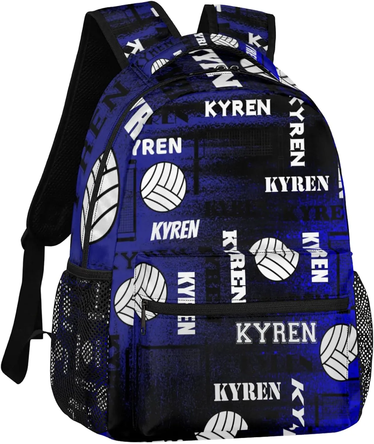 Personalized Name Volleyball Backpack, Custom Sports Bag Backpack for Men Women, Laptop Backpacks Travel Camping Daypack, Black Navy