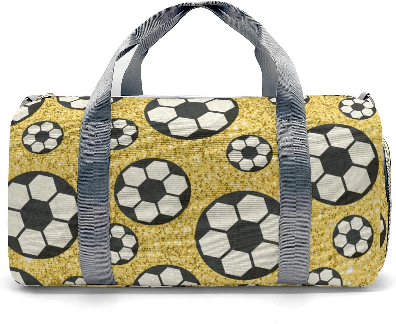 Personalized Sport Dance Bag,Gold Gliiter Print Sport Ball Soccer Custom Duffle Bag Gym Bag Customized Travel Duffel Bag with Name or Text