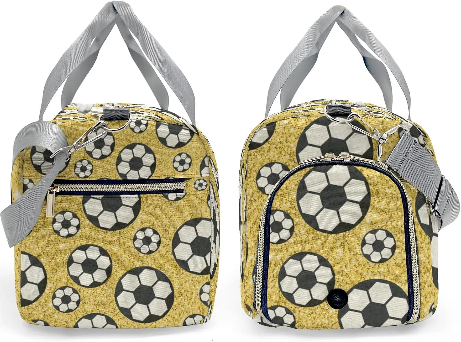 Personalized Sport Dance Bag,Gold Gliiter Print Sport Ball Soccer Custom Duffle Bag Gym Bag Customized Travel Duffel Bag with Name or Text